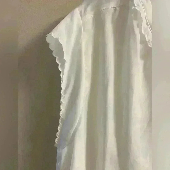 Joie blouse button front white scallop edge short sleeves XXL NWT - Picture 3 of 8